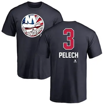 Men's Adam Pelech New York Islanders Name and Number Banner Wave T-Shirt - Navy