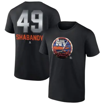 Men's Maxim Shabanov New York Islanders Black Midnight Mascot Logo T-Shirt