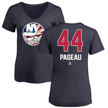 Women's Jean-Gabriel Pageau New York Islanders Name and Number Banner Wave V-Neck T-Shirt - Navy