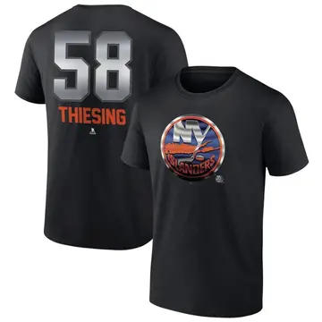 Youth Camden Thiesing New York Islanders Black Midnight Mascot Logo T-Shirt