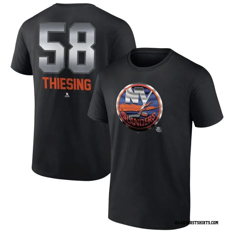 Youth Camden Thiesing New York Islanders Black Midnight Mascot Logo T-Shirt