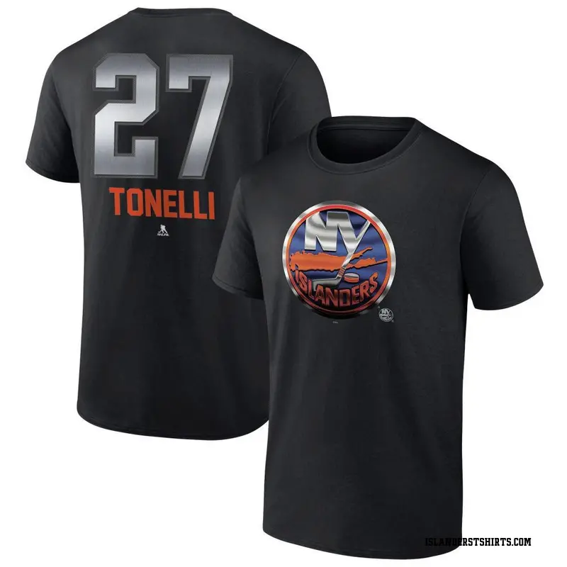 Youth John Tonelli New York Islanders Black Midnight Mascot Logo T-Shirt