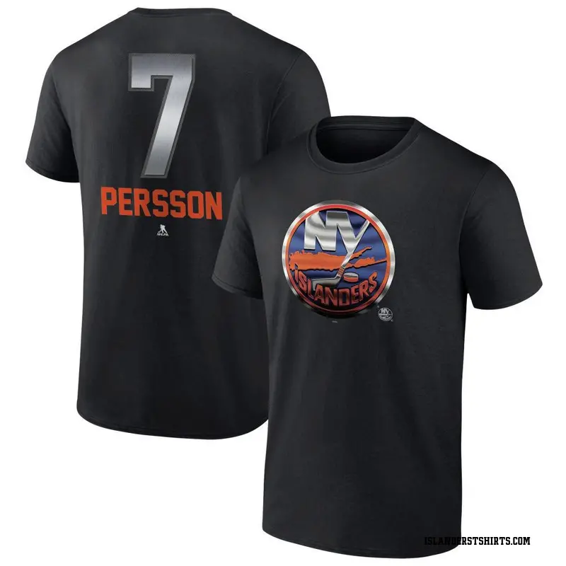 Youth Stefan Persson New York Islanders Black Midnight Mascot Logo T-Shirt