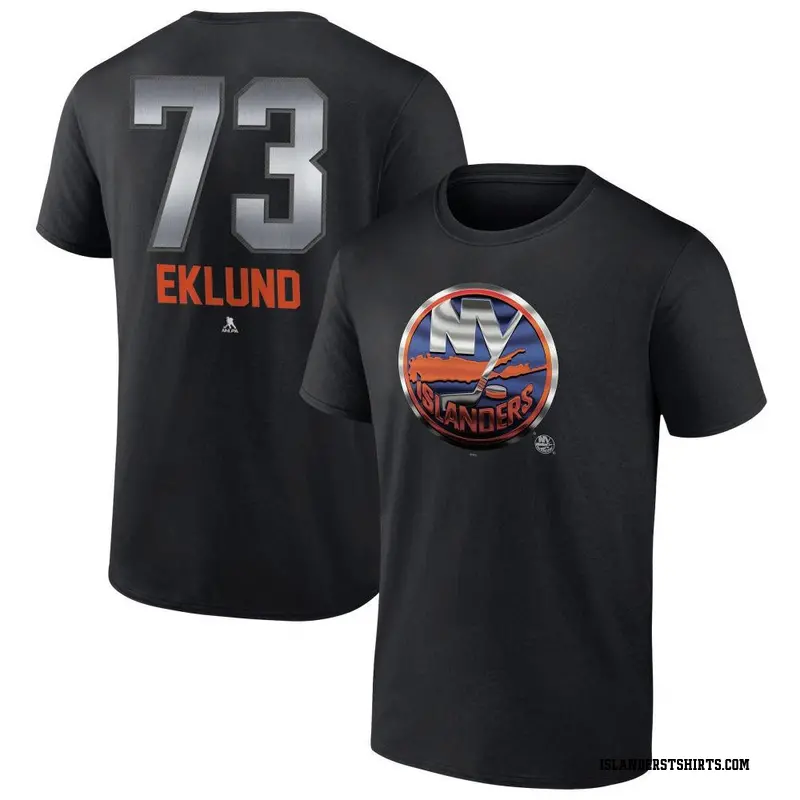 Youth Victor Eklund New York Islanders Black Midnight Mascot Logo T-Shirt